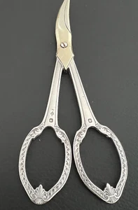 Antique French Solid Sterling Silver Grape Shears Scissor Gold Gilt Wash Front - Picture 1 of 11