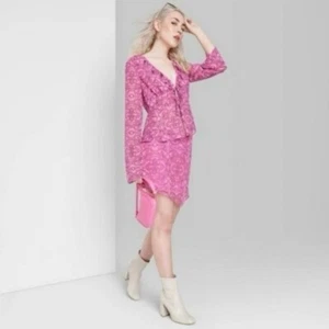 Wild Fable 2-Piece Set Pink Geo Dot Top + Asymmetrical Mini Skirt Size XXL NWT - Picture 1 of 14
