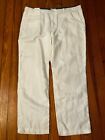 NWT Nautica Mens Linen Flat Front Pant White Beige Cotton 38w 30L