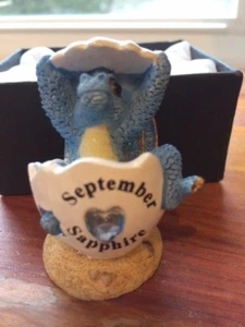 September Sapphire Figurine Blue Dragon in an egg NIB - Picture 1 of 7