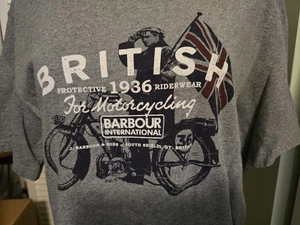 Barbour British Motorcycle T-shirt Heather Gray XL Runs Small RARE Good Cond SEE - Picture 1 of 10