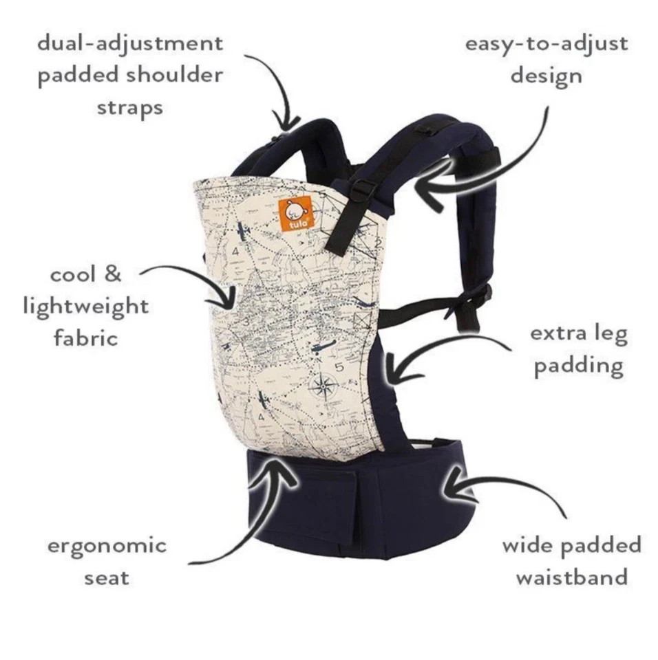 Tula Standard  Adjustable Baby Carrier Hemp Cotton Blend Full Wrap Blue Airplane - Image 1 of 4