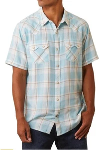 Ariat Western Hemd Halbertson Retro Fit Pearl Snap hellblau kariert Herren Medium - Bild 1 von 5