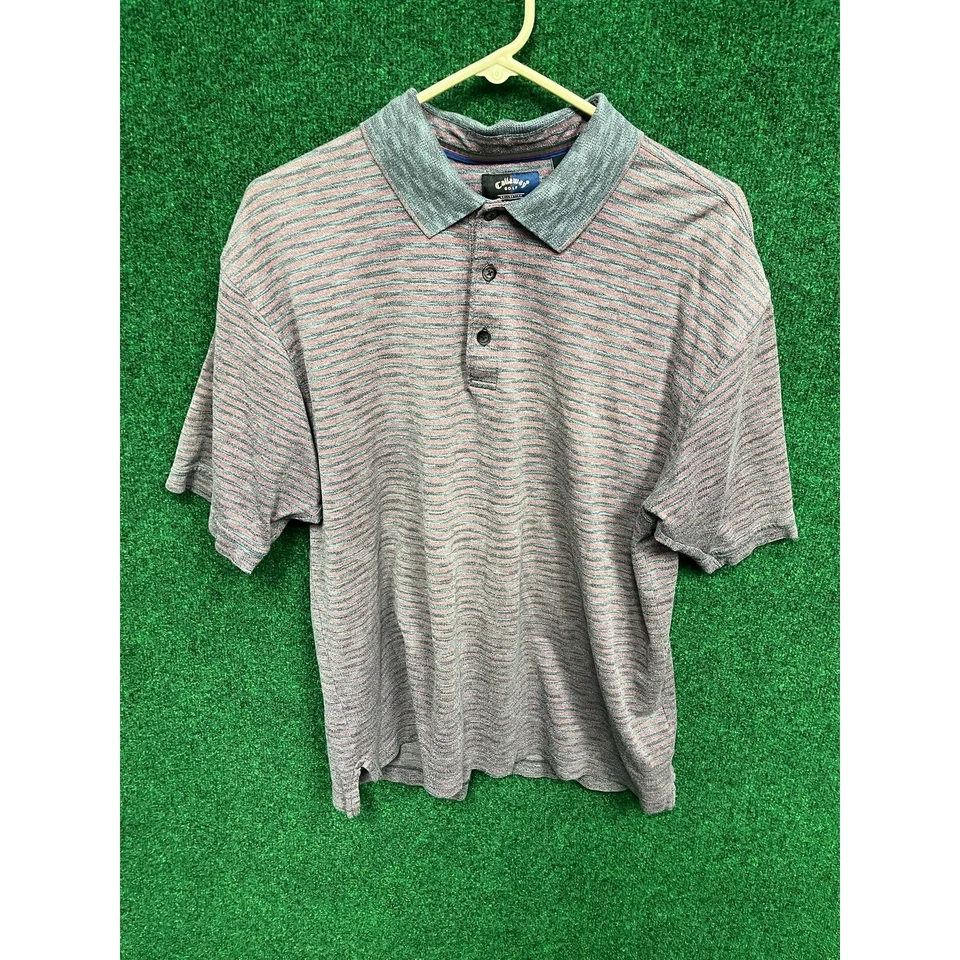 Polo de golf Callaway gris y verde a rayas talla grande preppy  Foto 1 de 4