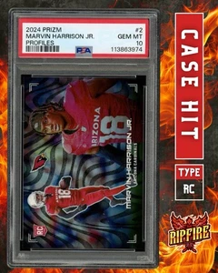 2024 Prizm Marvin Harrison Jr. Profiles RC #2 Cardinals PSA 10 Case Hit Low Pop - Picture 1 of 3