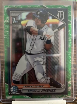 2024 Bowman Chrome Enrique Jimenez 1st Bowman Green Grass Refractor  Tigers - Image 1 of 2