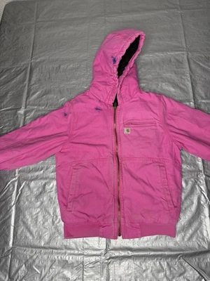 Carhartt Jacket Youth Medium M Pink Hooded Sherpa Lined Coat RN 13706 - Image 1 of 4