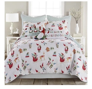 Levtex Home Merry & Bright Gnome For The Holidays - Edredón doble 68 pulgadas x 86 pulgadas - Imagen 1 de 4