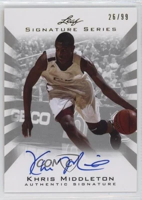 2012 Leaf Signature Series Silver /99 Khris Middleton #BA-KM4 Rookie Auto RC - Image 1 of 2
