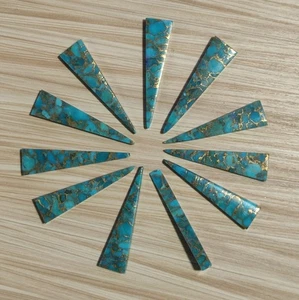 Natural Pyramid Blue copper turquoise Healing Cabochon Gemstone Pendant Making - Picture 1 of 11