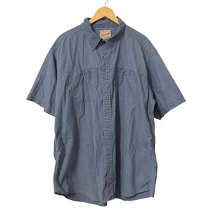 Vintage Woolrich Short Sleeve Button Up Shirt Men’s 2XL Blue Cotton Camp Outdoor - Picture 1 of 5
