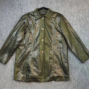 Selene Sport 2X grüne Faux Schlangenleder Vinyl Knopfleiste Jacke Übergröße - Bild 1 von 16