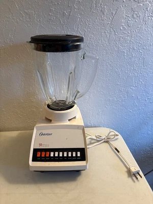 BROCCA VETRO 6 TAZZE OSTERIZER VINTAGE 10 VELOCITÀ 869-18S FUNZIONA BENISSIMO - Immagine 1 di 4