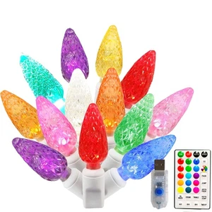 RGB C6 Christmas Lights,16ft 50 Color Changing Strawberry String Lights USB P... - Picture 1 of 6