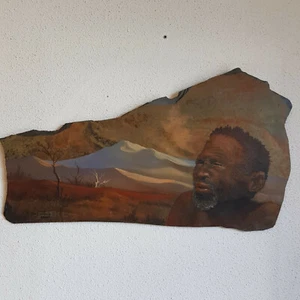 afrikanische Kunst Ölgemälde auf afrikanischem Schiefer Künstlerin aus Südafrika - Bild 1 von 2