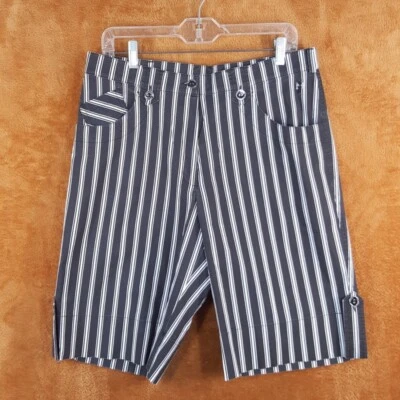 Pantalones Cortos MASTERS Para Mujer Talla 14 Negro Rayas Algodón Golfista Exterior 11" Foto 1 de 4