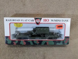 Model Power HO 8468 Military Depressed Center Flat Olive Troop Carrier READ DESC - Picture 1 of 16