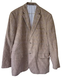 Tasso Elba Linen Blazer Island Men’s Large 42-44 Cotton Glen Plaid Grey - Picture 1 of 13