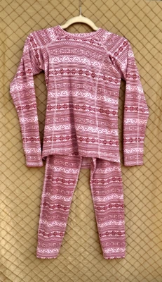 Lands’ End Girls Size M(10-12) Pink Snowflake/Heart Print Long Sleeve Pajama Set - Image 1 of 2