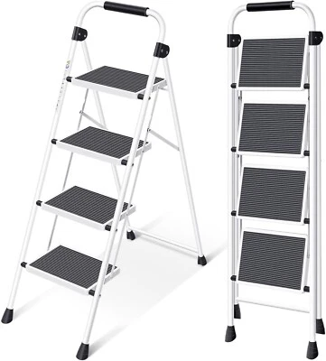 Step Ladder 4 Step Folding Step Stool for Adults with Handrails Heavy Duty St... - Image 1 of 4