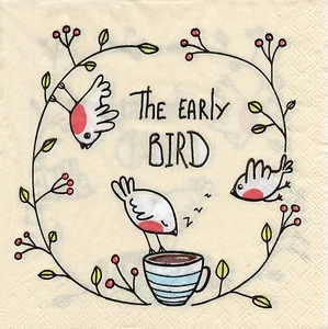 4 Servietten Motivservietten Serviettentechnik The early Bird... (1413) - Bild 1 von 2