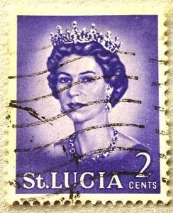π±π¨ Saint Lucia 2 Cents (2c) Postage Stamp : QE II and Landscapes - Picture 1 of 3