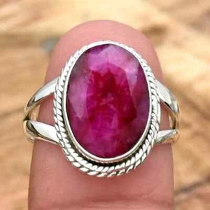 Natural Ruby Ring Gemstone 925 Sterling Silver Handmade Ring ForAnniversary Gift - Picture 1 of 5
