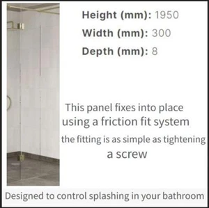 Wet Room Shower Enclosure Brushed Brass Effect 8mm Glass Screen & Flipper Panel - Picture 1 of 18