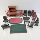 17 Pc Vtg Dollhouse Furniture Miniatures Mixed Lot Resin Wooden Diecast Durham