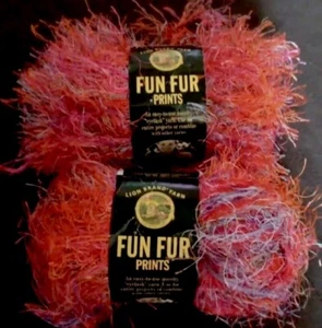 Lion Brand Fun Fur Prints Yarn “Mango” 2-SKEIN-LOT Eyelash Fur Discontinued - Picture 1 of 12
