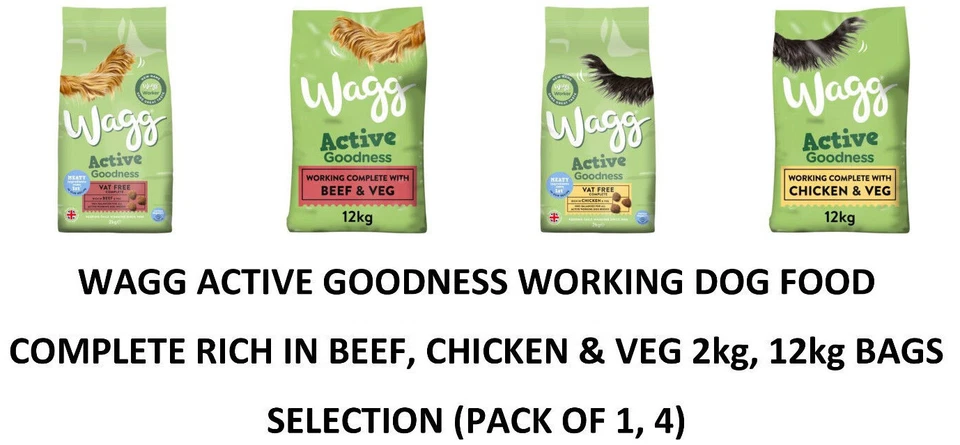 WAGG Active Goodness Beef, Chicken & Veg Selec 2kg, 12kg Working Dog Food Bags - Image 1 of 1