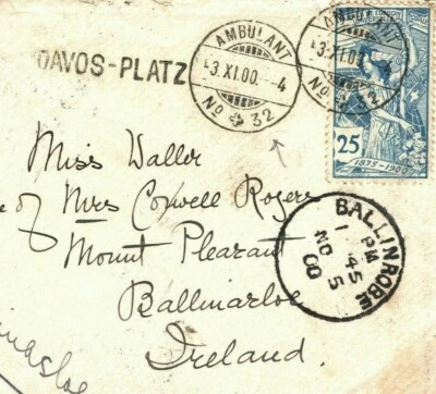 SUIZA Cubierta*Ambulante 32* DAVOS-PLATZ Ferrocarril IRLANDA Ballinrobe 1900 MC149 Foto 1 de 4