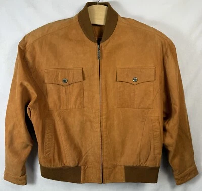 Chaqueta de bombardero Karl Kani vintage de gamuza para hombre con cremallera estilo satinado interior defectos XL Foto 1 de 4