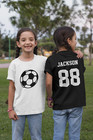 Personalised Kids Football T-shirt Name Number Boys Girls Soccer Team Custom