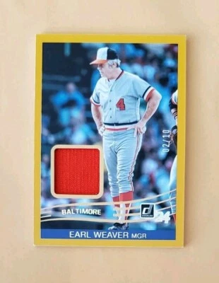 2024 Donruss Retro Materials Gold /10 Earl Weaver #38 HOF SSP Jersey Retro 1984 - Image 1 of 4