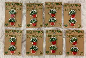 16 Vintage Westrim Crafts “Button-Ups” Plant Flower Pot Buttons 8 NEW Cards - Picture 1 of 6