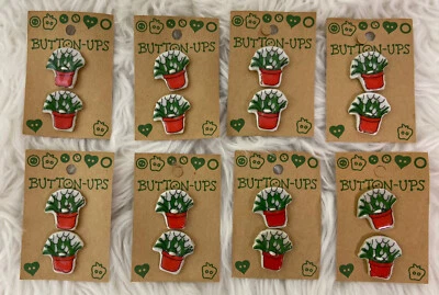 16 Vintage Westrim Crafts “Button-Ups” Plant Flower Pot Buttons 8 NEW Cards - Image 1 of 4