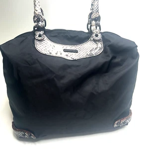 REBECCA MINKOFF Lightweight Black and Snake Print Women's Shoulder Bag Tote Bag - Picture 1 of 10