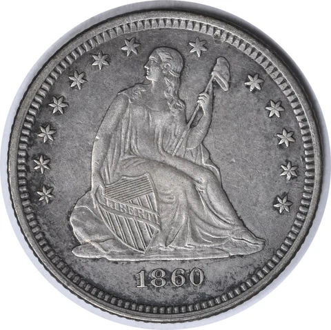 1860-O Liberty Seated Quarter AU Uncertified #200 Cover