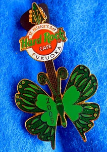FUKUOKA ST PATRICK'S DAY 2005 IRISH GREEN BUTTERFLY GUITAR Hard Rock Cafe PIN LE - Picture 1 of 1