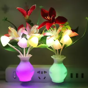 2 PCS Plug-In Night Light with Auto Light Sensor,Rgb LED Mushroom Night Light Wa - Picture 1 of 12