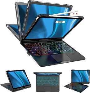 Backlit Touchpad Keyboard Case With Rotate iPad Air 5/4th 10.9" iPad Pro 11 inch - Picture 1 of 30