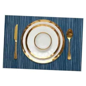 Placemats Set of 6 Vinyl Washable Place Mats for Dining Table 6pcs Blue - Picture 1 of 7