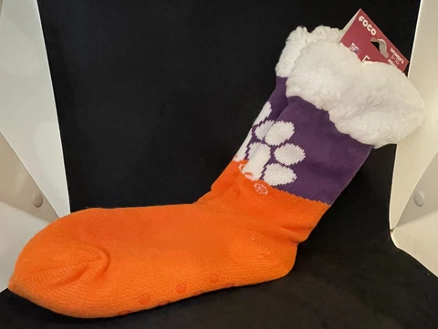 FOCO NCAA Clemson Tigers Color Block Footy Slippers NWT Cover