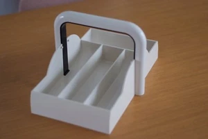 Retro Vintage Guzzini Fork and Knife Tray, White, Made in Italy, Rare, VGC - Foto 1 di 3