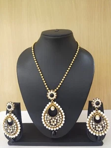 Indian Wedding Jewelry Chain Pendant Set Bollywood Ethnic Gold Plated Pendant - Picture 1 of 2