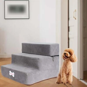 Soft Dog Stairs Ladder Non Slip Removable Zipper Cover Step Indoor Puppy Light - Picture 1 of 8