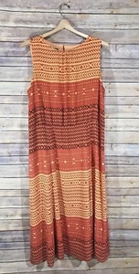 Pendelton Maxi Dress Plus Sz 18 NWT Southwest NWT Burnt Orange Tribal  - Picture 1 of 12