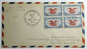 1938 FDC US 6 Cent American Airmail Society Special Delivery Eagle Blk/4 SC #C23