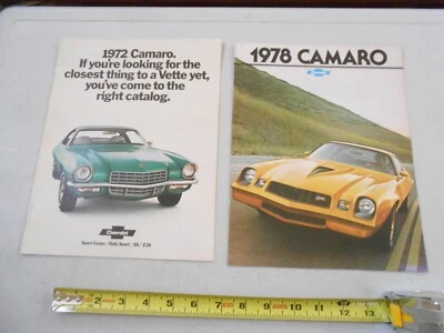 RARE SET 2 1972 1978 CAMARO DEALER SALES BROCHURE PAMPHLET CATALOG CHEVROLET SS Foto 1 de 4
